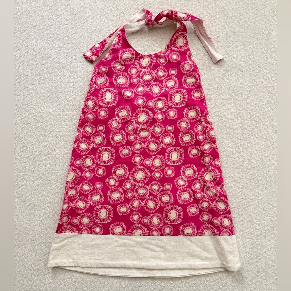 Hannah Kate Pink Floral Sunburst Halter Tie Dress
